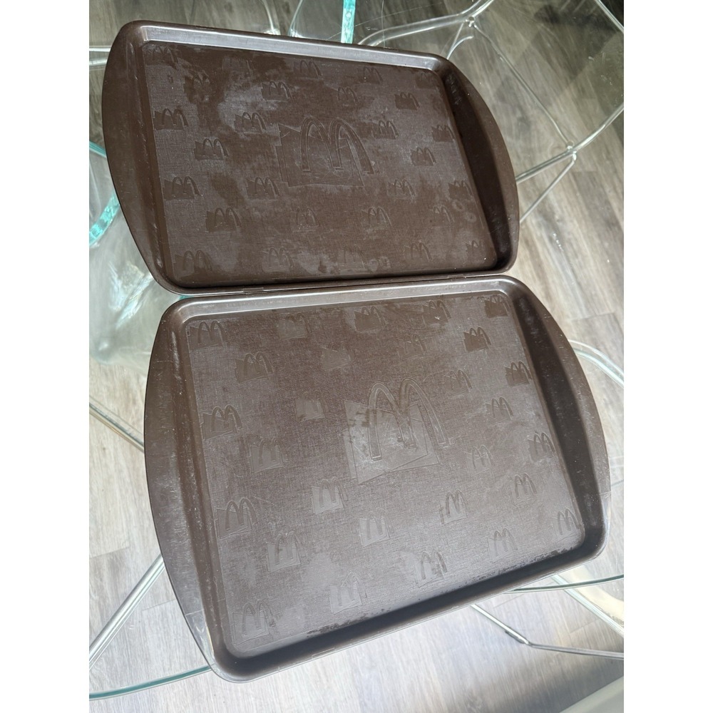 Pair Of Vintage 1998 McDonald's Brown Logo Plastic Serving Trays Made In USA